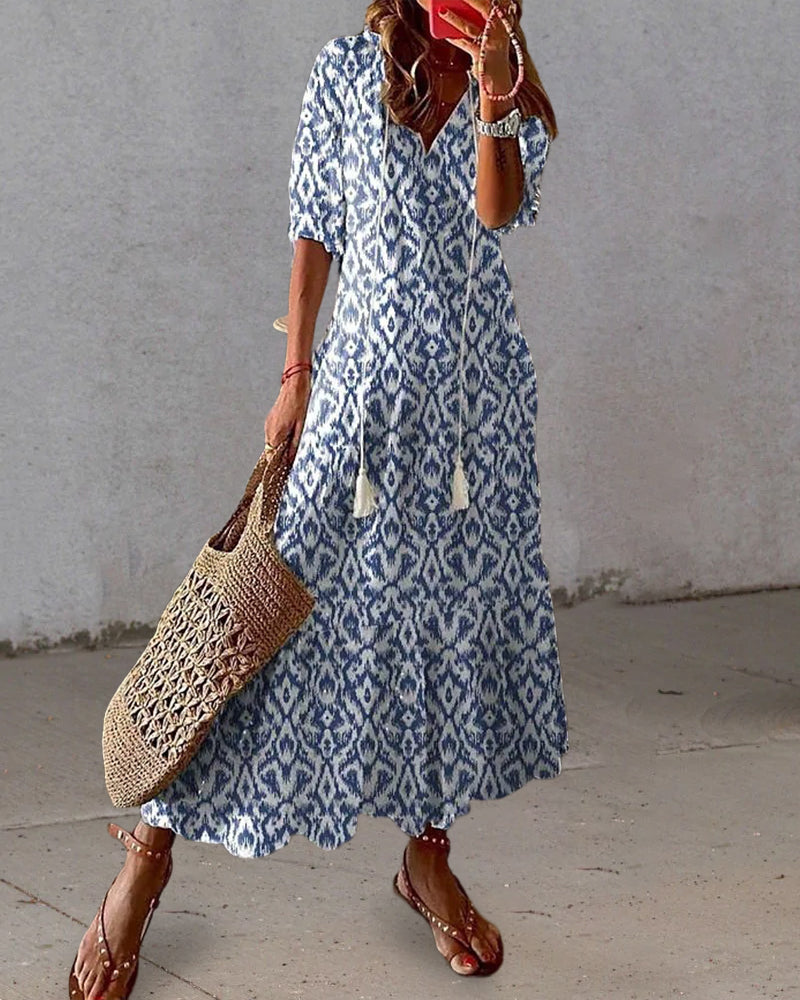 Robe Maxi Bohème Avec Ambiance Ibiza En Coton Léger