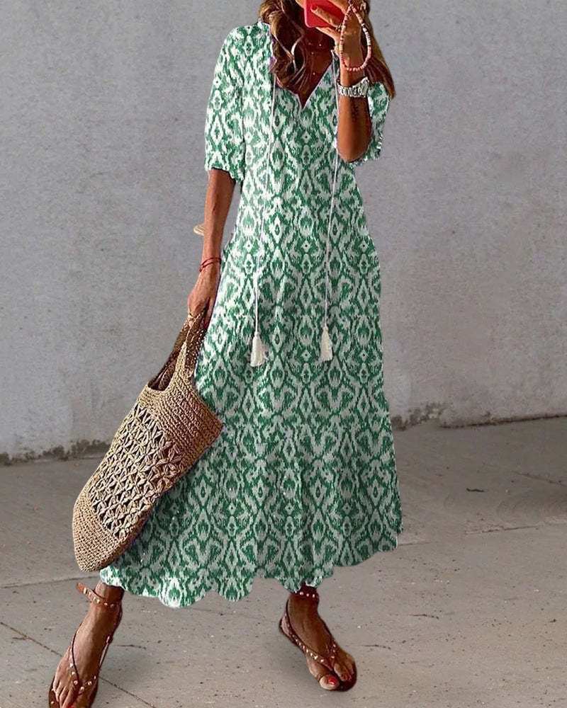 Robe Maxi Bohème Avec Ambiance Ibiza En Coton Léger