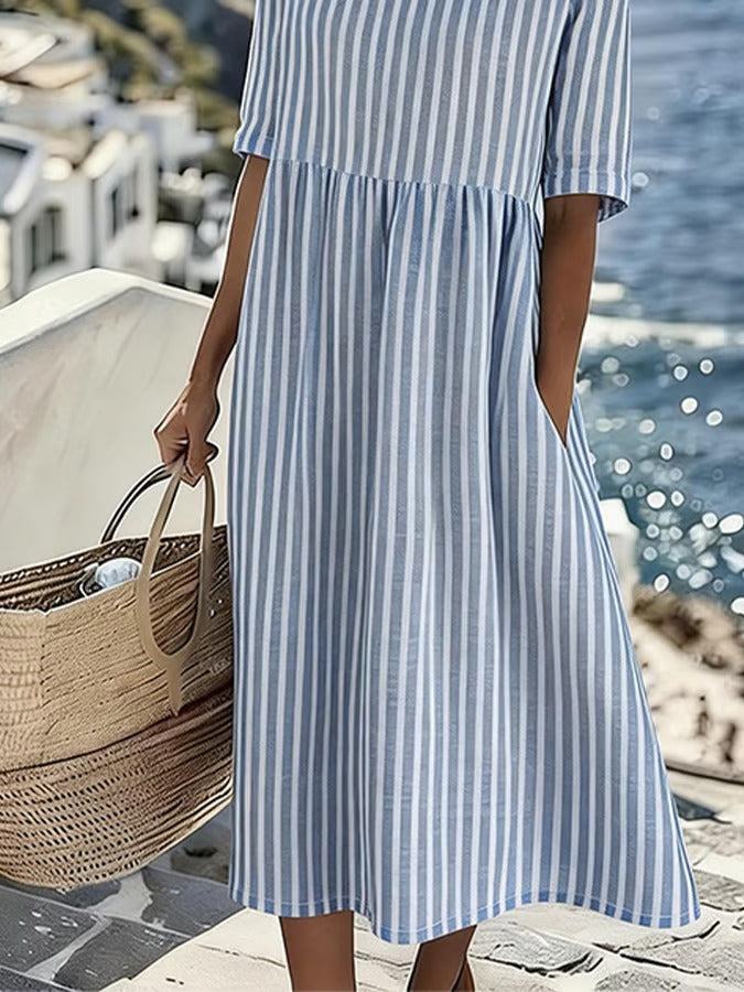 Robe midi femme rayée d&