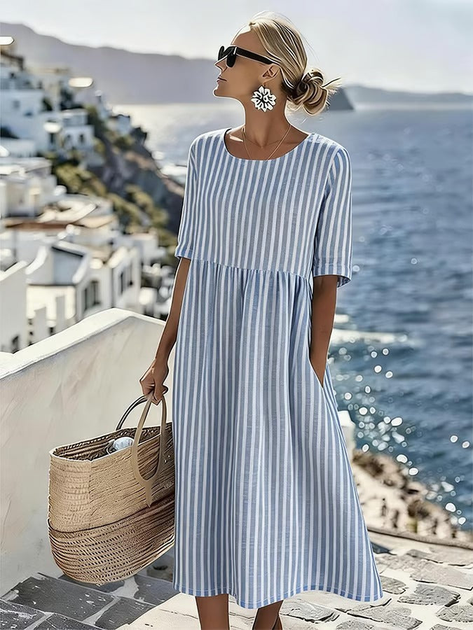 Robe midi femme rayée d&