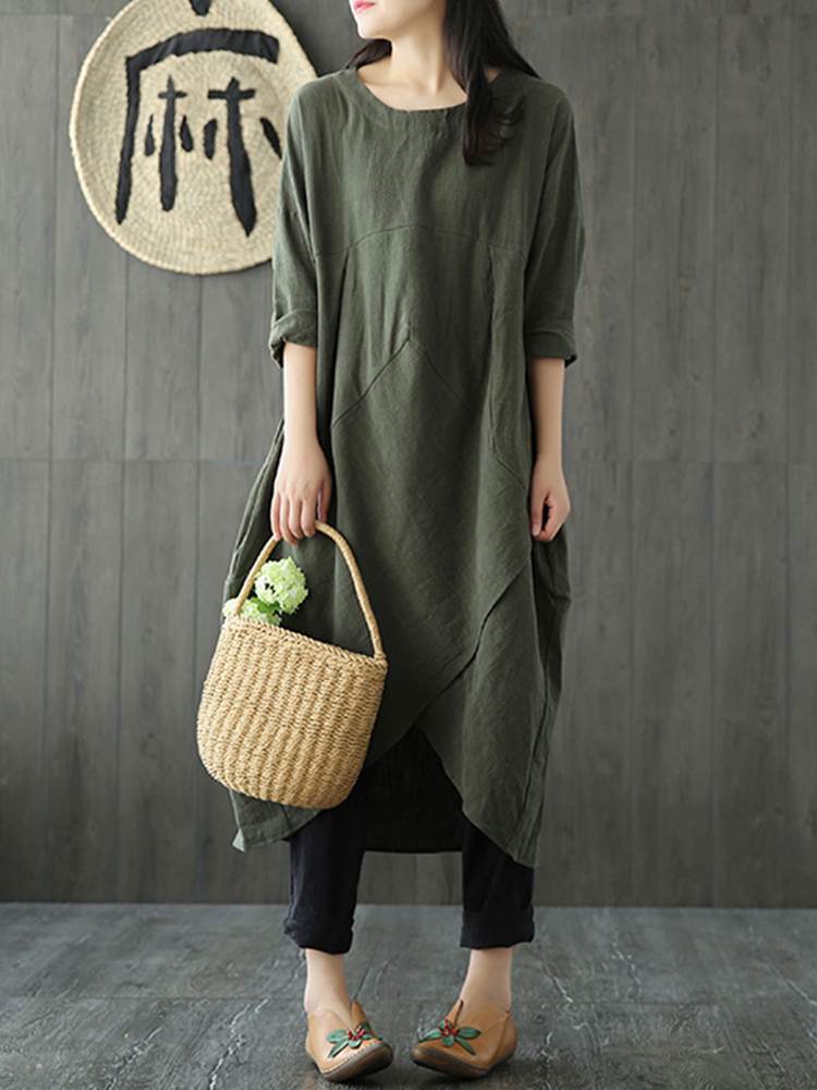 Damen Midikleid mit langen Ärmeln für Alltag und Anlässe - Schwarz
