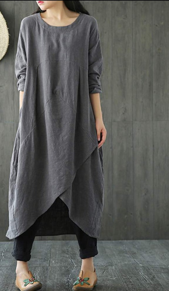 Damen Midikleid mit langen Ärmeln für Alltag und Anlässe - Schwarz