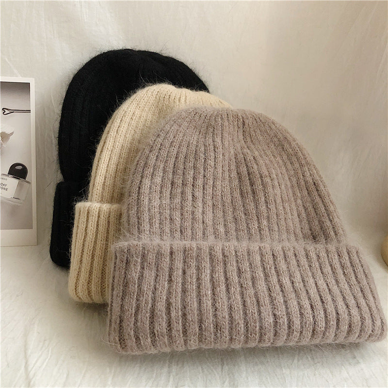 Damen Mütze aus flauschigem Rippenstrick