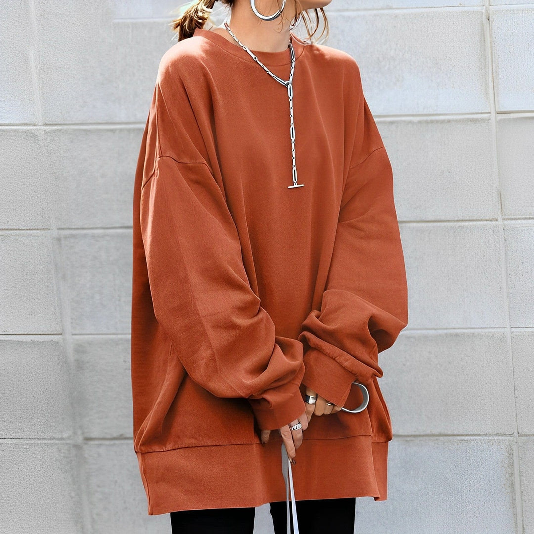 Damen Oversize Pullover mit Rundhals