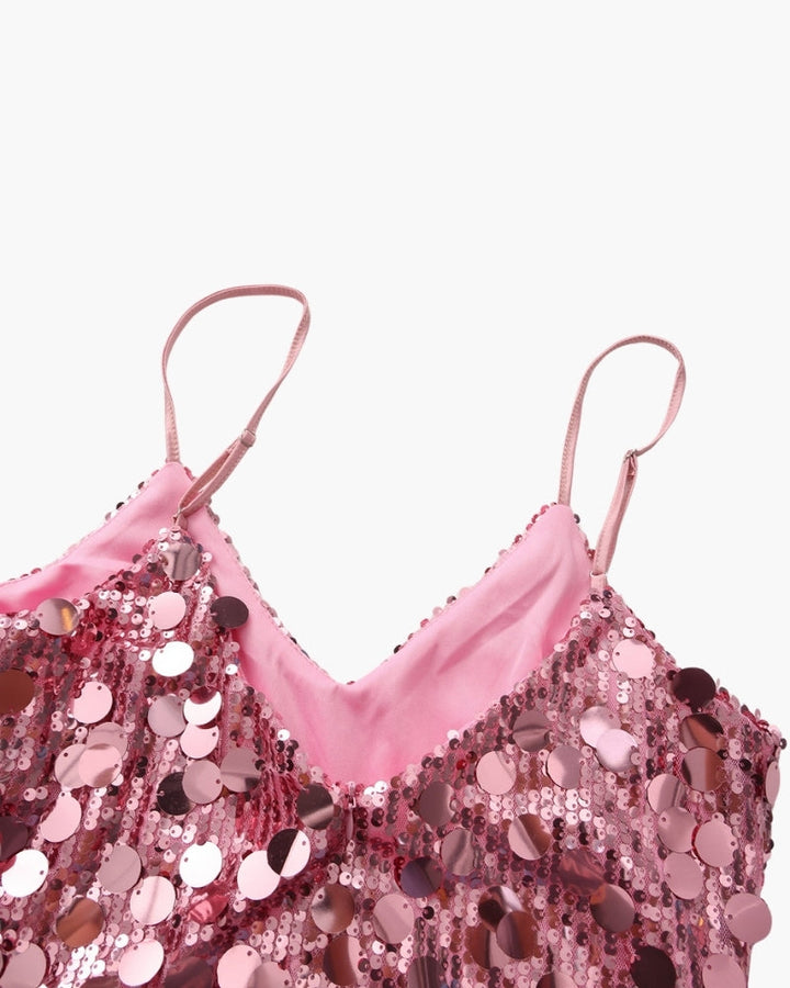Damen Paillettenkleid in kurzer Slipform