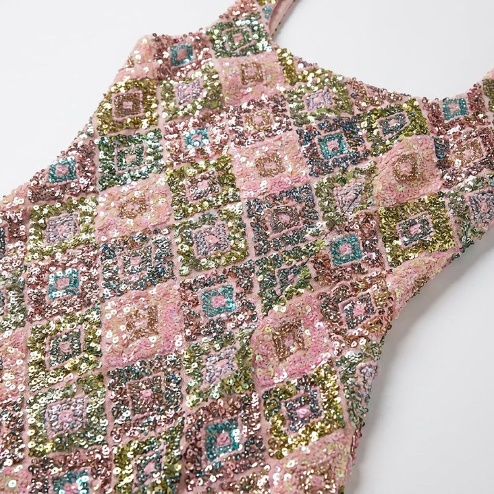 Damen Paillettenkleid mit geometrischem Muster