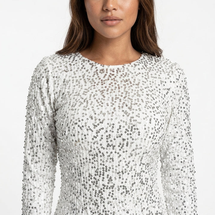Damen Paillettenkleid mit langen Ärmeln