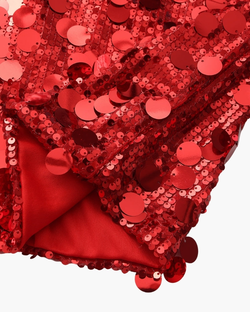 Damen Paillettenkleid mit V-Ausschnitt und Trägern
