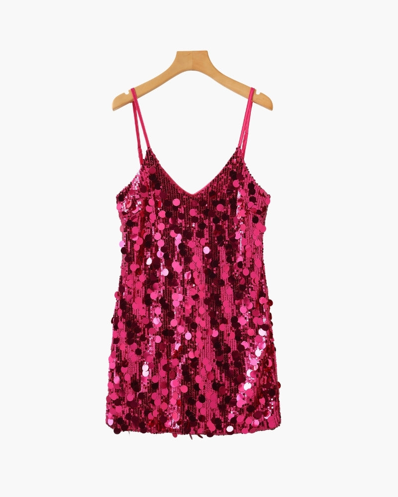 Damen Paillettenkleid mit V-Ausschnitt und Trägern