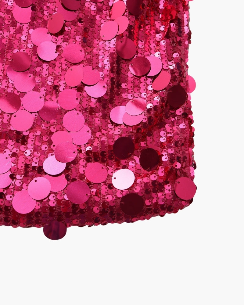 Damen Paillettenkleid mit V-Ausschnitt und Trägern