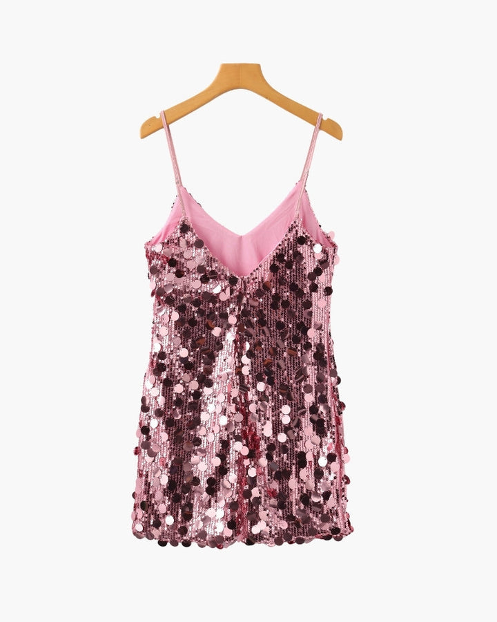 Damen Paillettenkleid mit V-Ausschnitt und Trägern