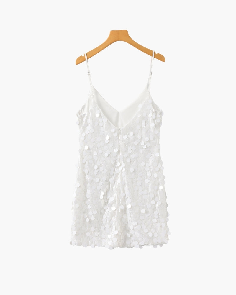 Damen Paillettenkleid mit V-Ausschnitt und Trägern