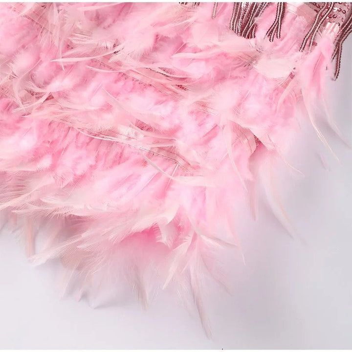 Damen Partykleid mit Fransen und V-Ausschnitt