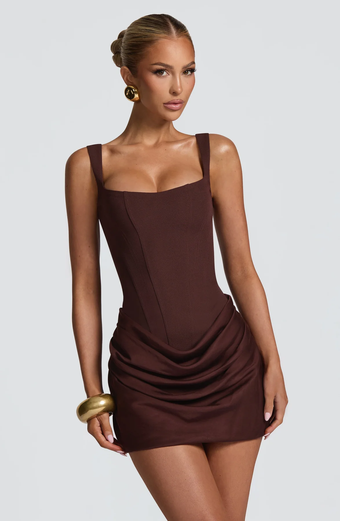 Damen Partykleid mit gerafftem Minirock