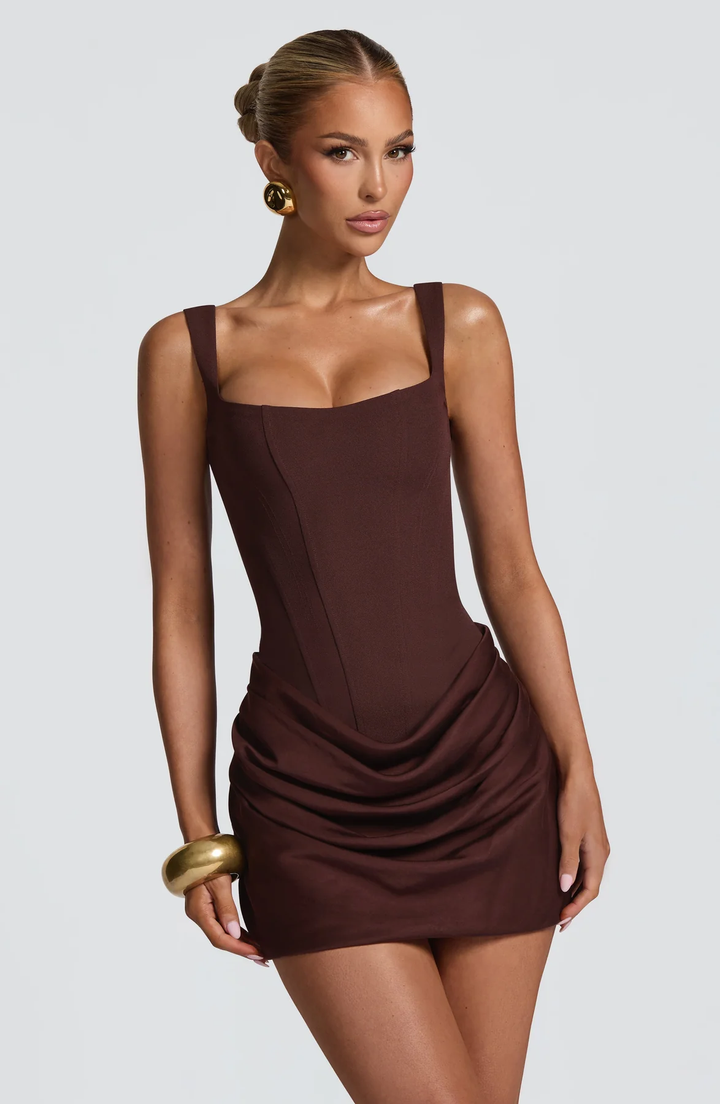Damen Partykleid mit gerafftem Minirock