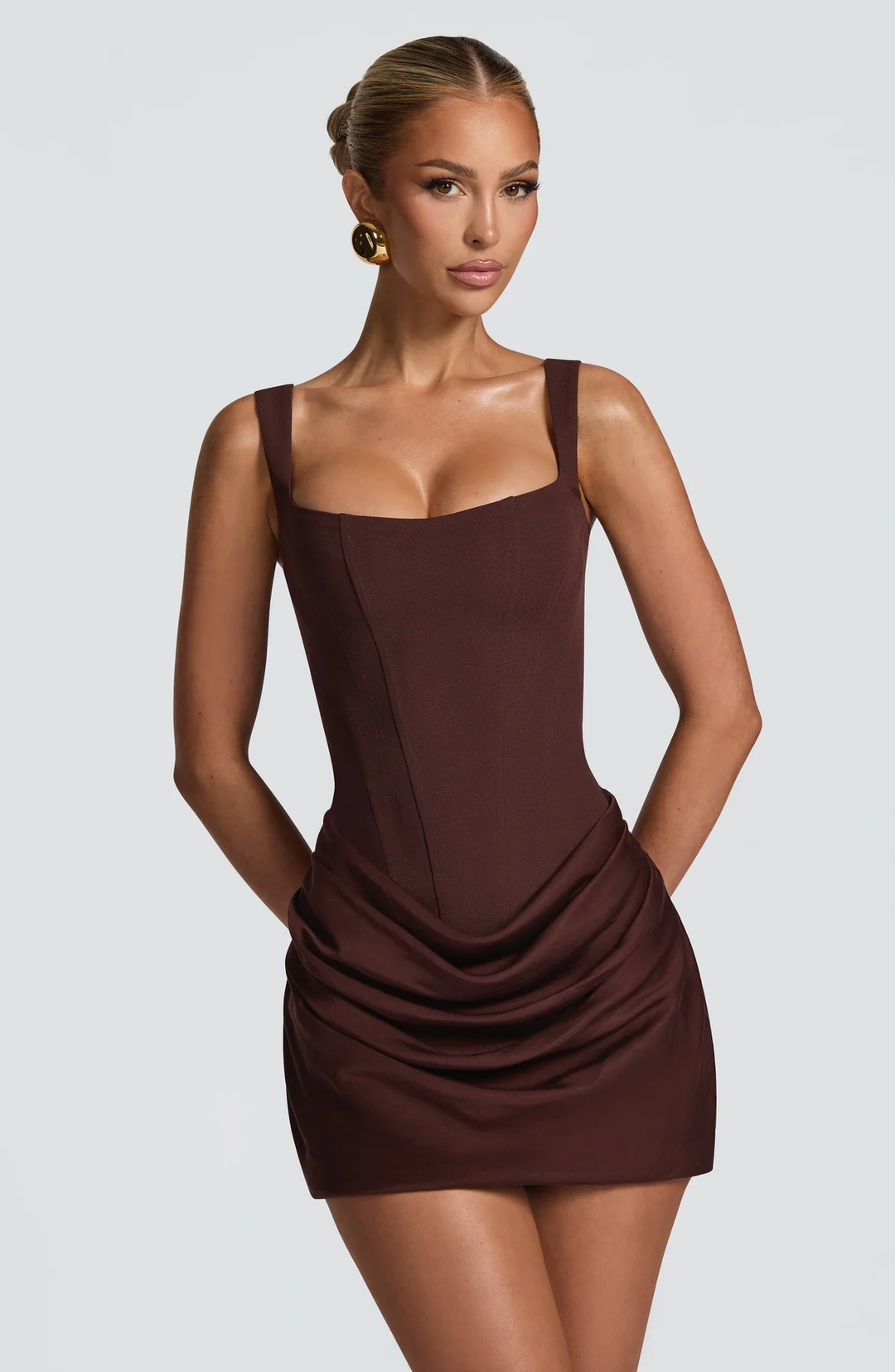 Damen Partykleid mit gerafftem Minirock