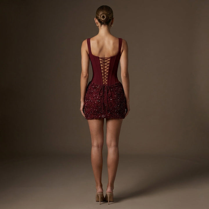 Damen Partykleid mit Korsettoberteil und Pailletten