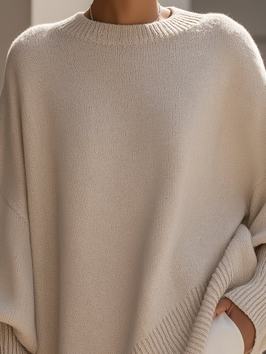 Damen Poncho aus Strick mit breitem Rippsaum