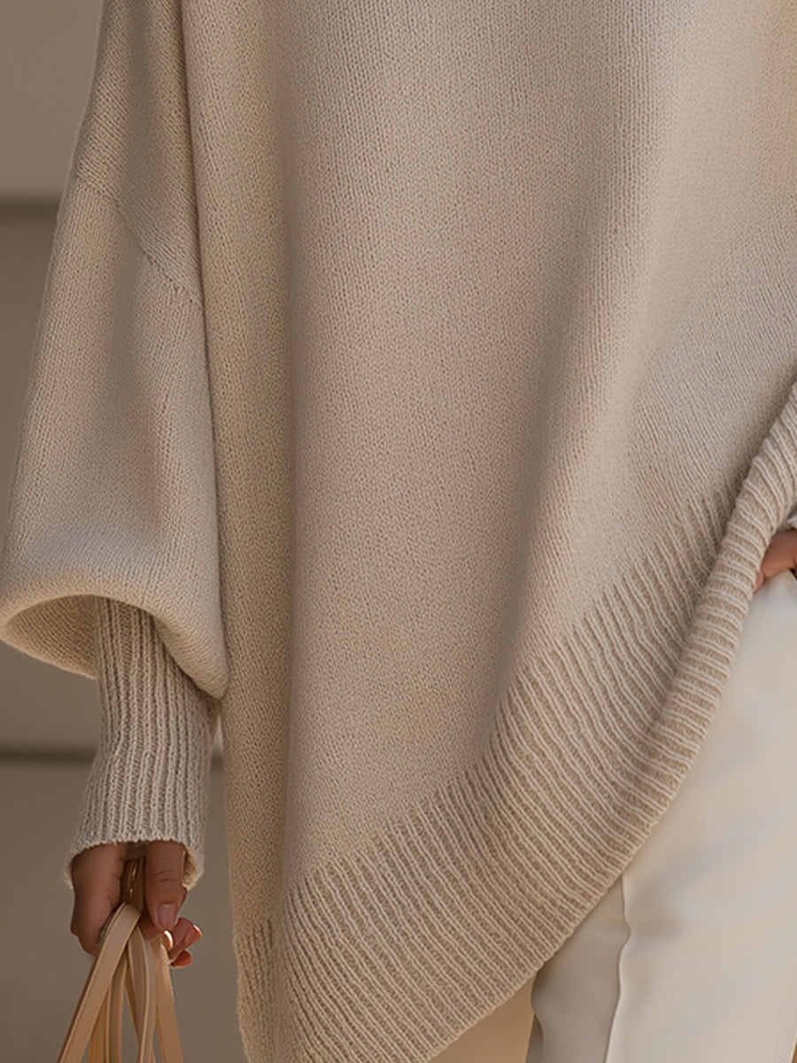 Damen Pullover in asymmetrischer Ponchoform