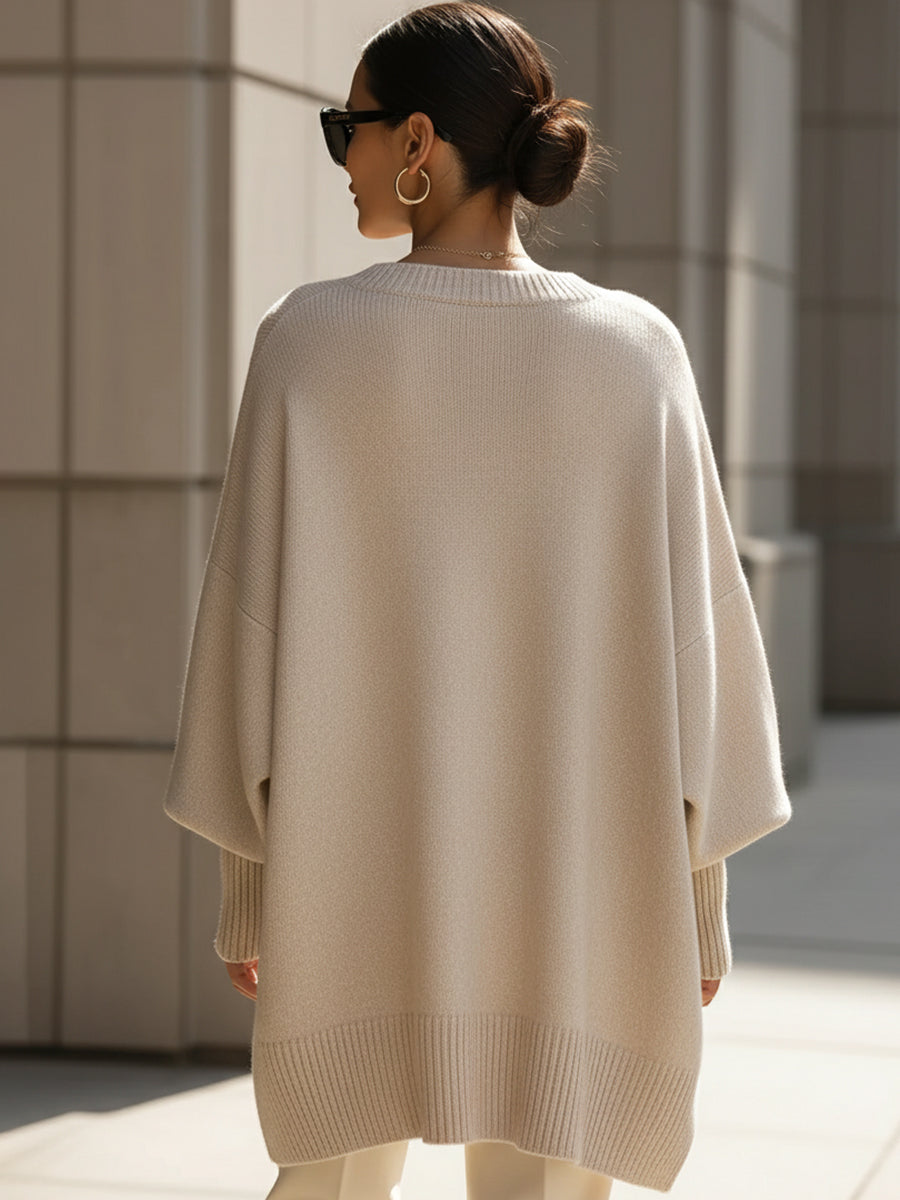Damen Pullover in asymmetrischer Ponchoform