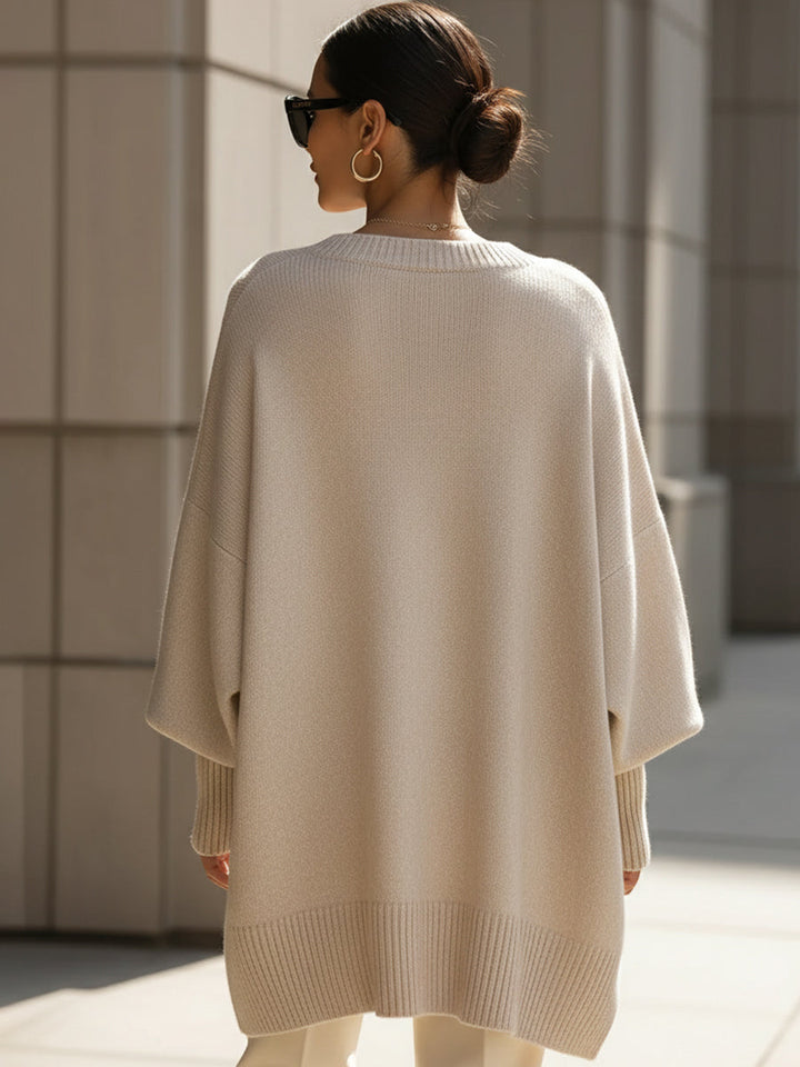 Damen Pullover in asymmetrischer Ponchoform