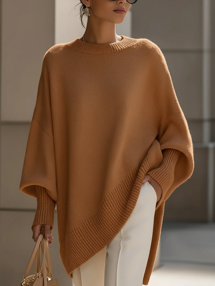 Damen Pullover in asymmetrischer Ponchoform