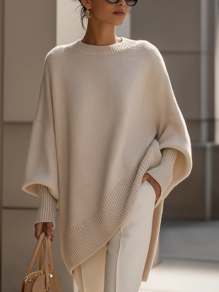 Damen Pullover in asymmetrischer Ponchoform
