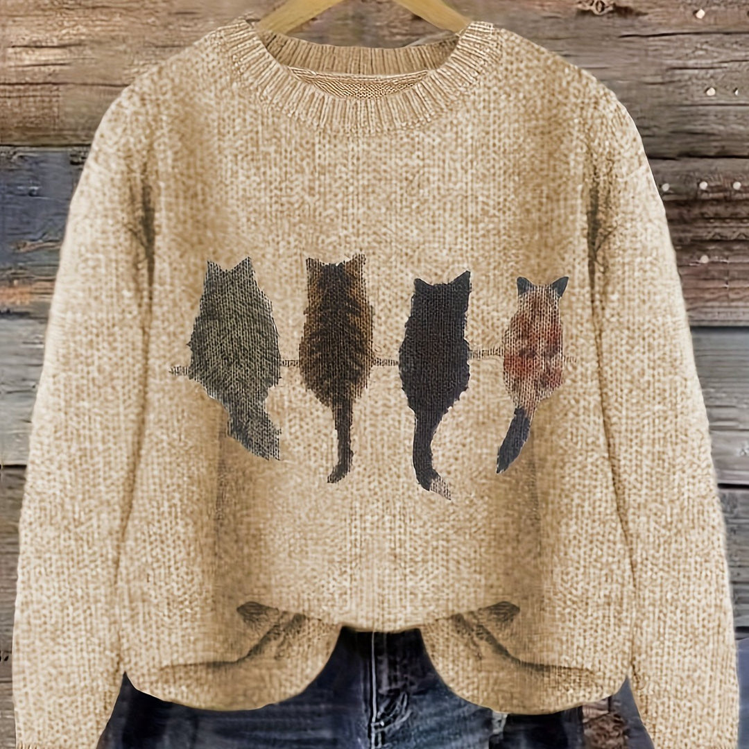 Talia | Cosy Cat-Print Jumper