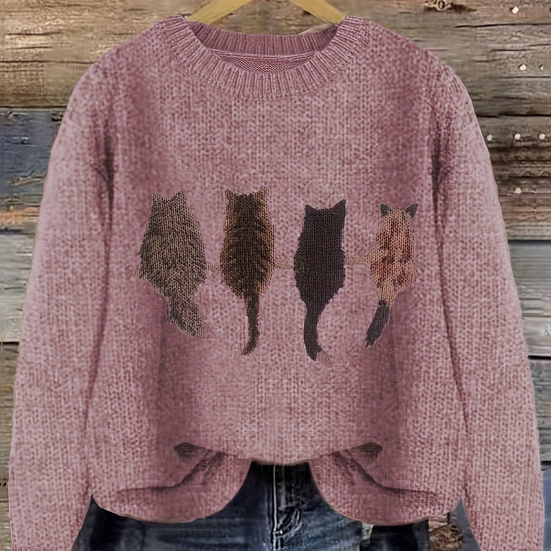 Talia | Cosy Cat-Print Jumper