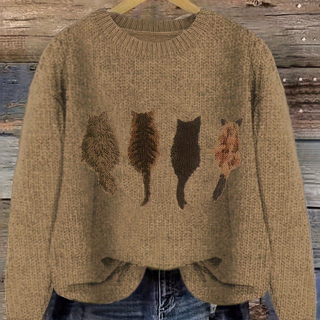 Talia | Cosy Cat-Print Jumper