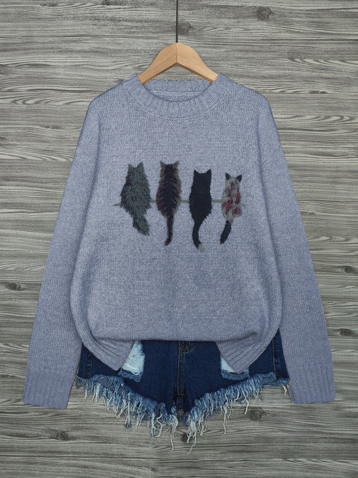 Talia | Cosy Cat-Print Jumper