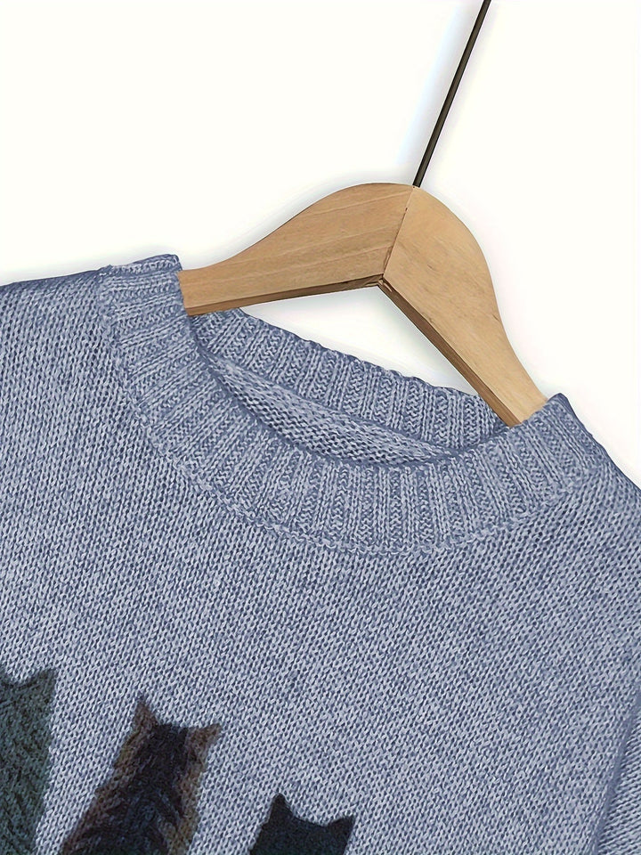 Talia | Cosy Cat-Print Jumper