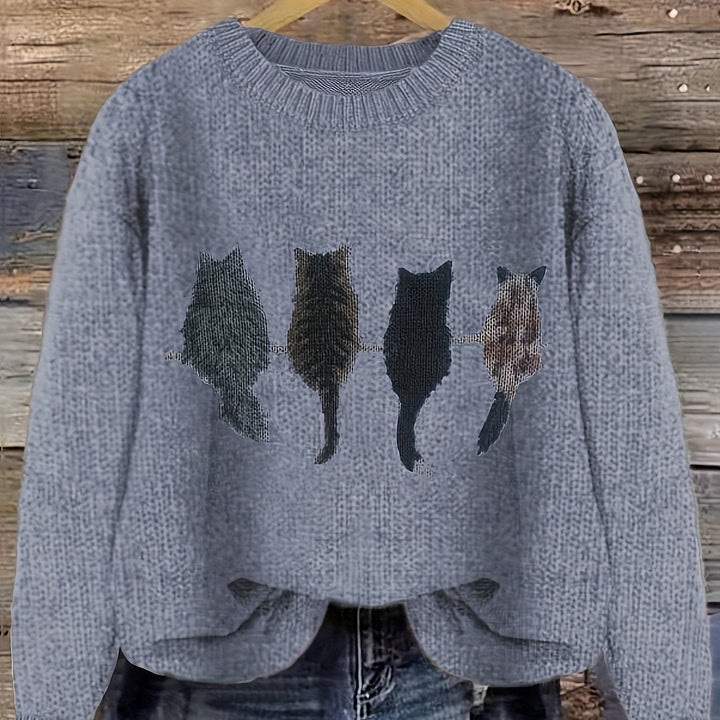 Talia | Cosy Cat-Print Jumper