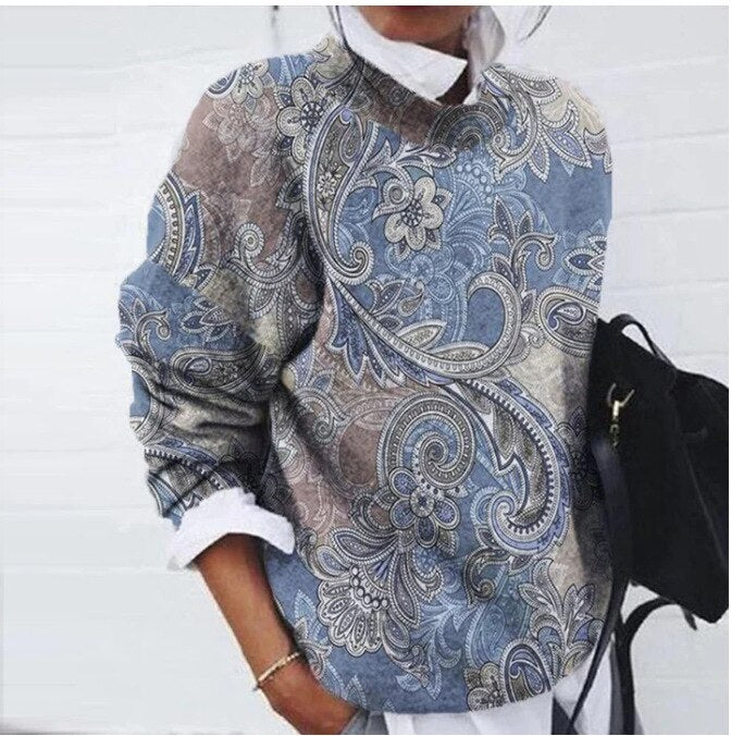 Damen Pullover mit Blumen- und Tiermustern