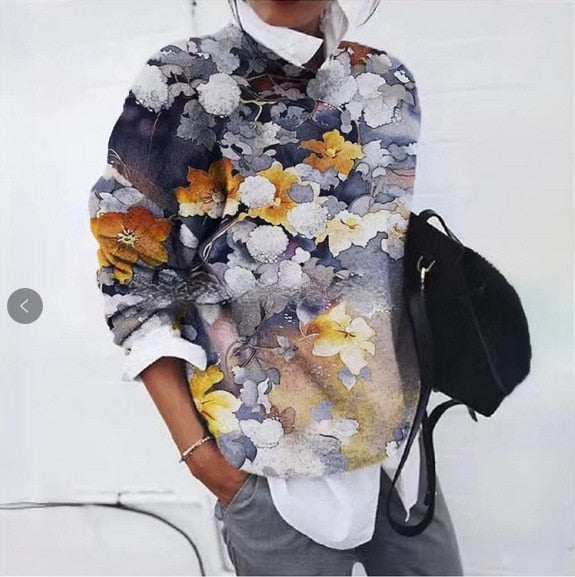 Damen Pullover mit Blumen- und Tiermustern