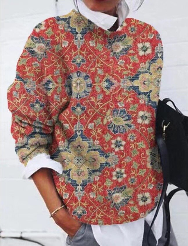 Damen Pullover mit Blumen- und Tiermustern