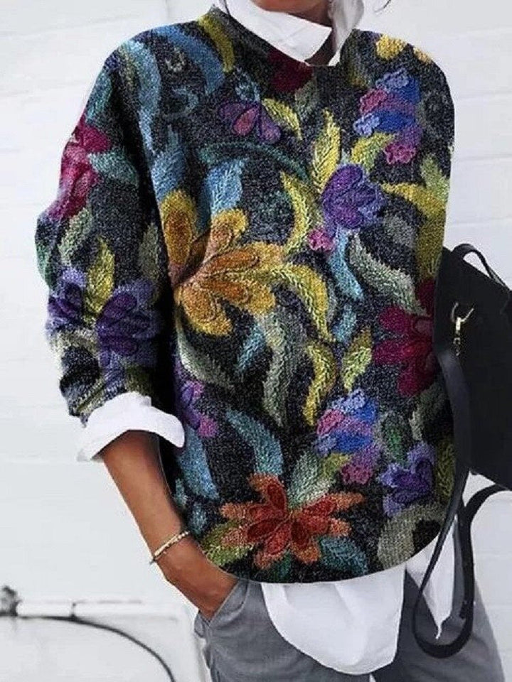 Damen Pullover mit Blumen- und Tiermustern