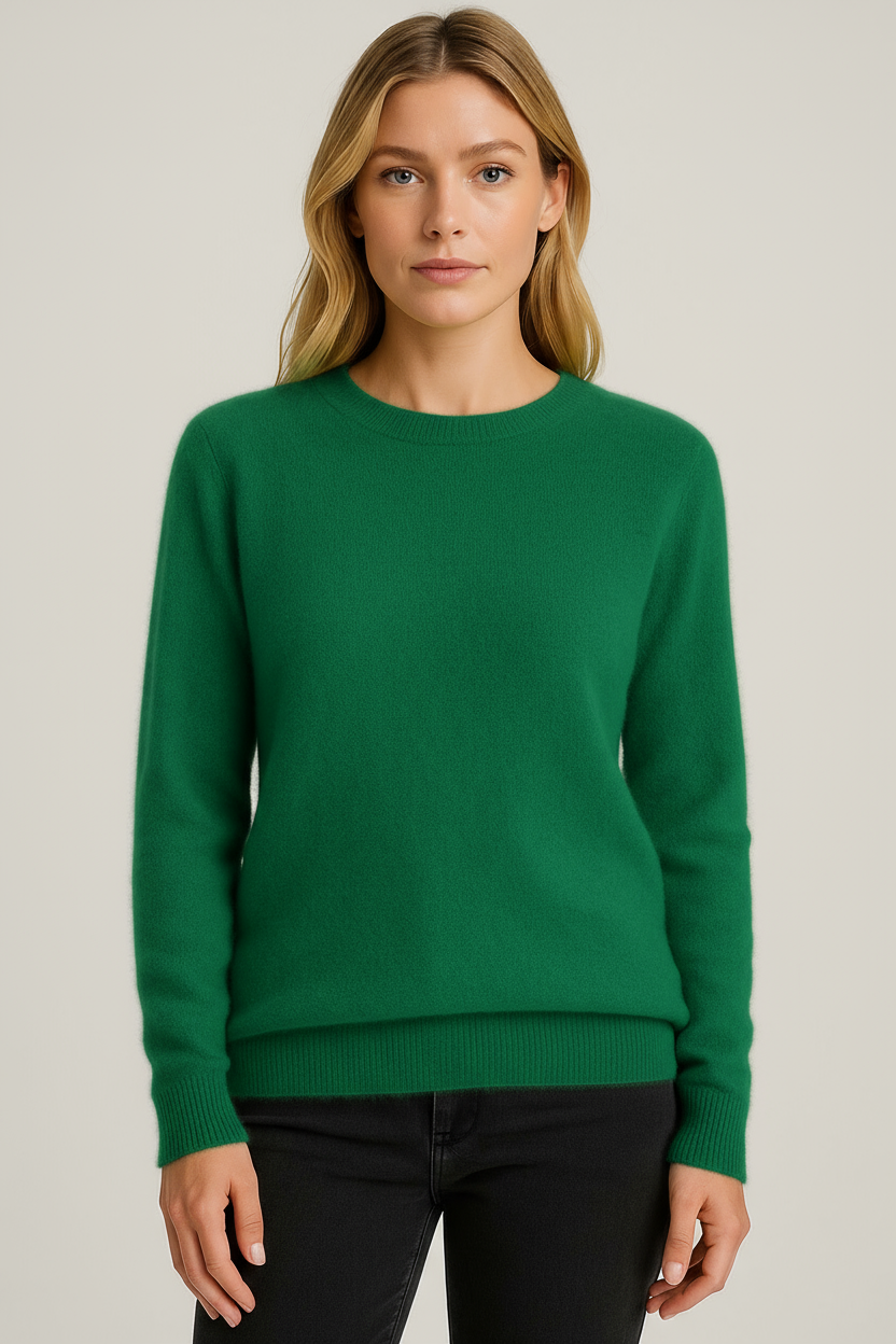 Damen Pullover mit langen Ärmeln, Rundhals und Rippsaum