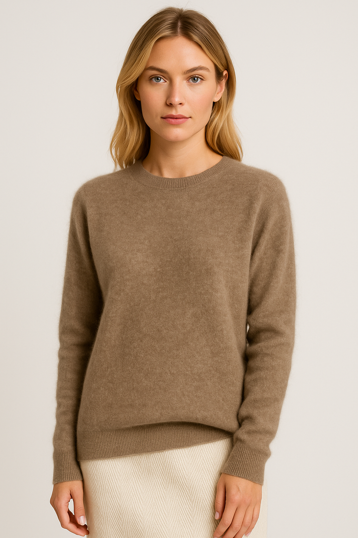 Damen Pullover mit langen Ärmeln, Rundhals und Rippsaum