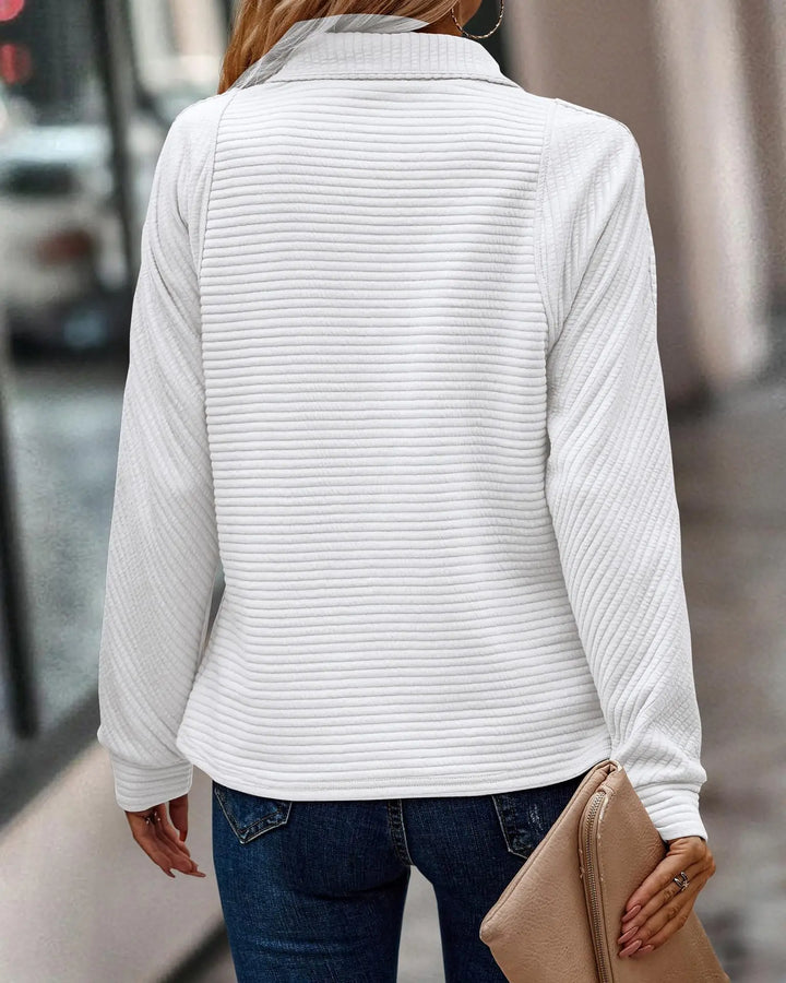 Damen Pullover mit Stehkragen und kurzem Reissverschluss