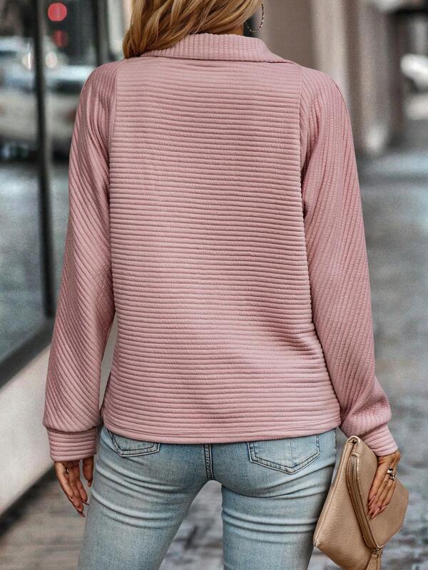 Damen Pullover mit Stehkragen und kurzem Reissverschluss