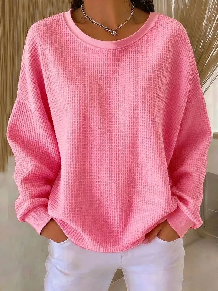 Damen Pullover mit Waffelstruktur und lockerer Passform