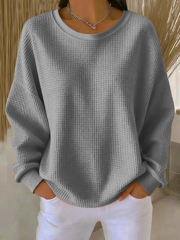 Damen Pullover mit Waffelstruktur und lockerer Passform