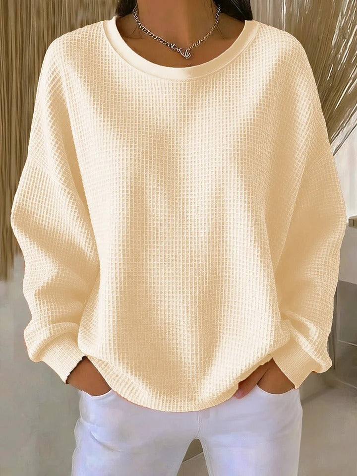 Damen Pullover mit Waffelstruktur und lockerer Passform