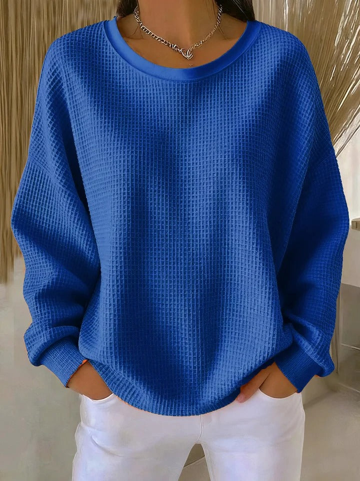 Damen Pullover mit Waffelstruktur und lockerer Passform