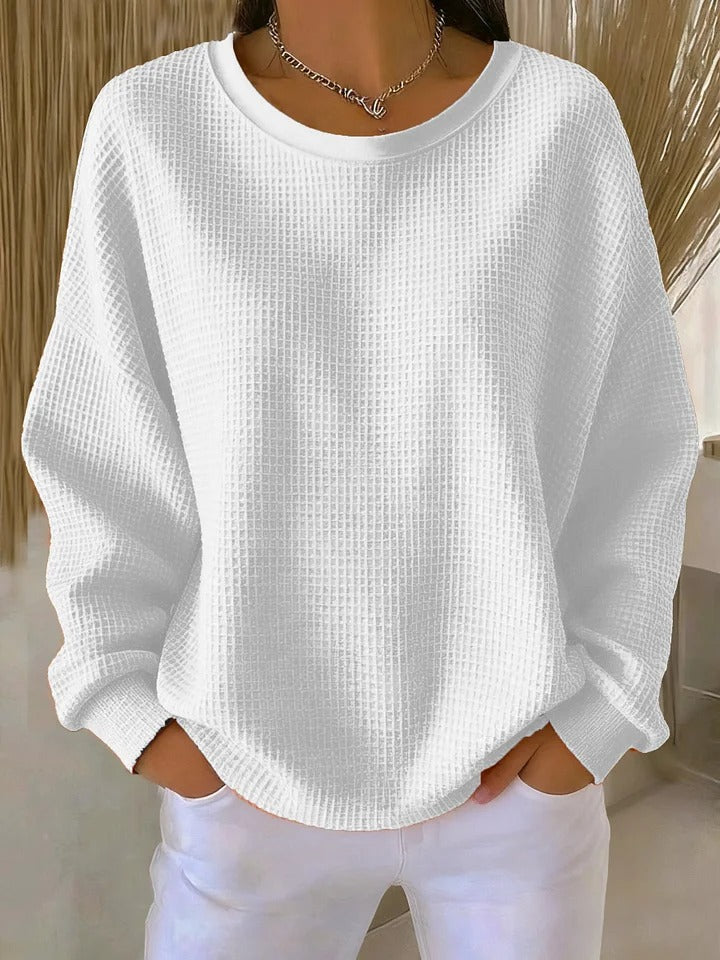 Damen Pullover mit Waffelstruktur und lockerer Passform