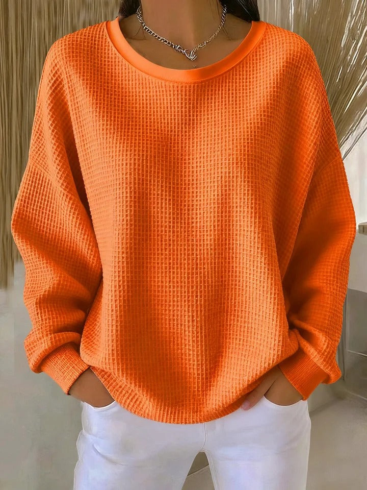 Damen Pullover mit Waffelstruktur und lockerer Passform
