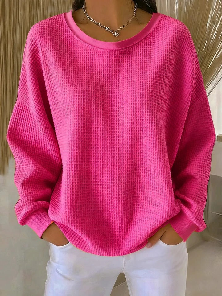 Damen Pullover mit Waffelstruktur und lockerer Passform