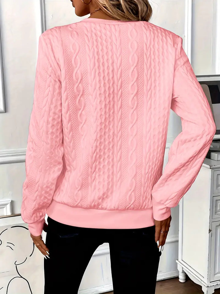 Damen Pullover mit Zopfrelief und kurzem Reissverschluss
