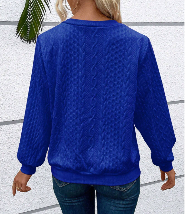Damen Pullover mit Zopfrelief und kurzem Reissverschluss